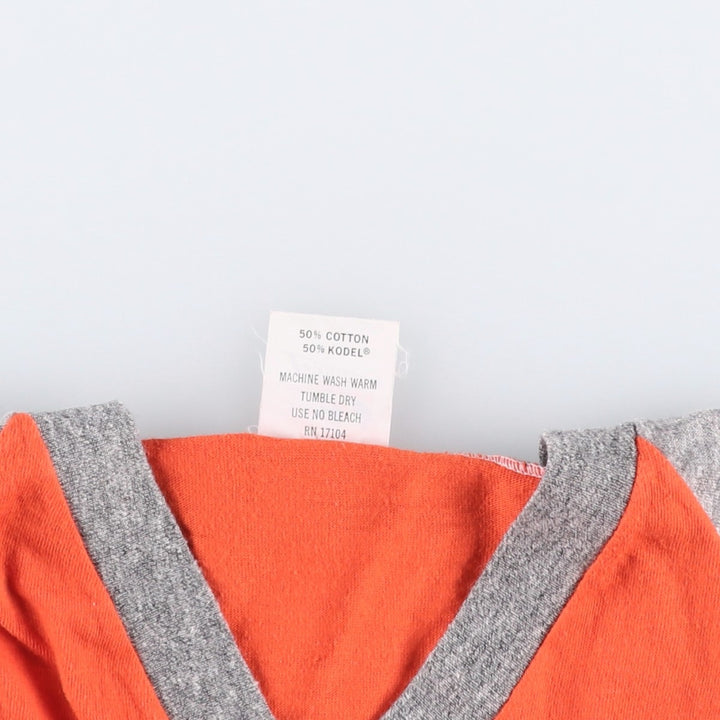 70s-80'S Bantam V-neck Raglan T-shirt, Made in USA, Men's Size M (approx.), Vintage cotton orange type Vintage Second Hand