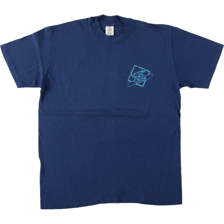 80'S Stedman HI CRU PANAMA JACK Print T-Shirt, Made in USA, Men's Size L (Equivalent), Vintage cotton navy blue type Vintage Second Hand