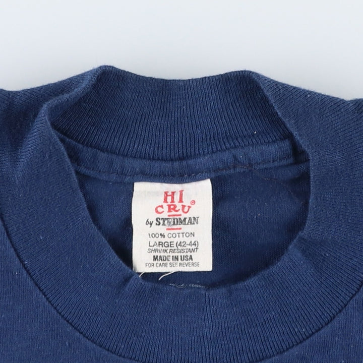 80'S Stedman HI CRU PANAMA JACK Print T-Shirt, Made in USA, Men's Size L (Equivalent), Vintage cotton navy blue type Vintage Second Hand