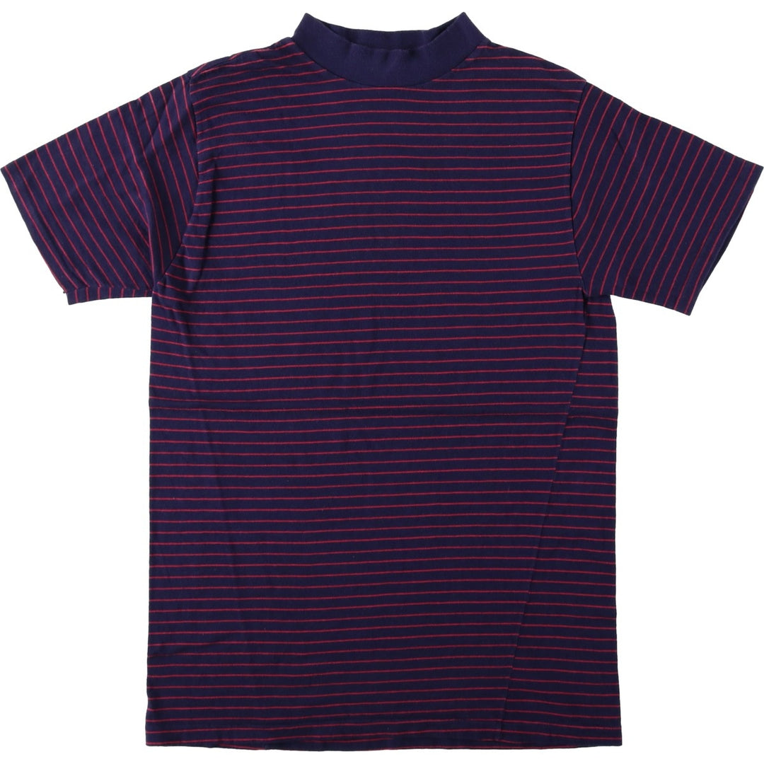 ~90'S Sedgewick Sportswear Mock Neck Striped T-Shirt, Made in USA, Women's Size L (Equivalent), Vintage cotton navy blue type Vintage Second Hand
