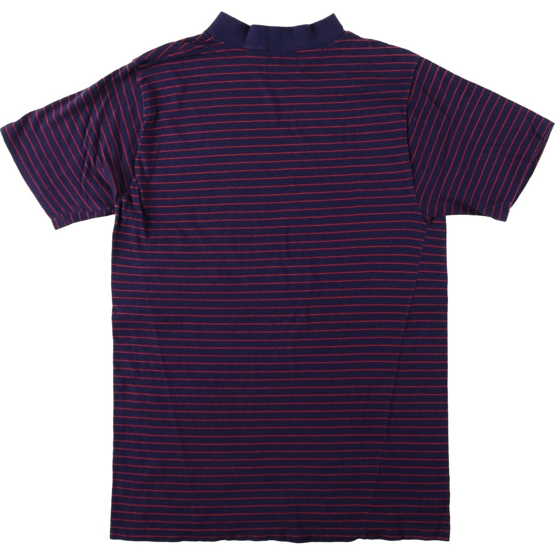 ~90'S Sedgewick Sportswear Mock Neck Striped T-Shirt, Made in USA, Women's Size L (Equivalent), Vintage cotton navy blue type Vintage Second Hand