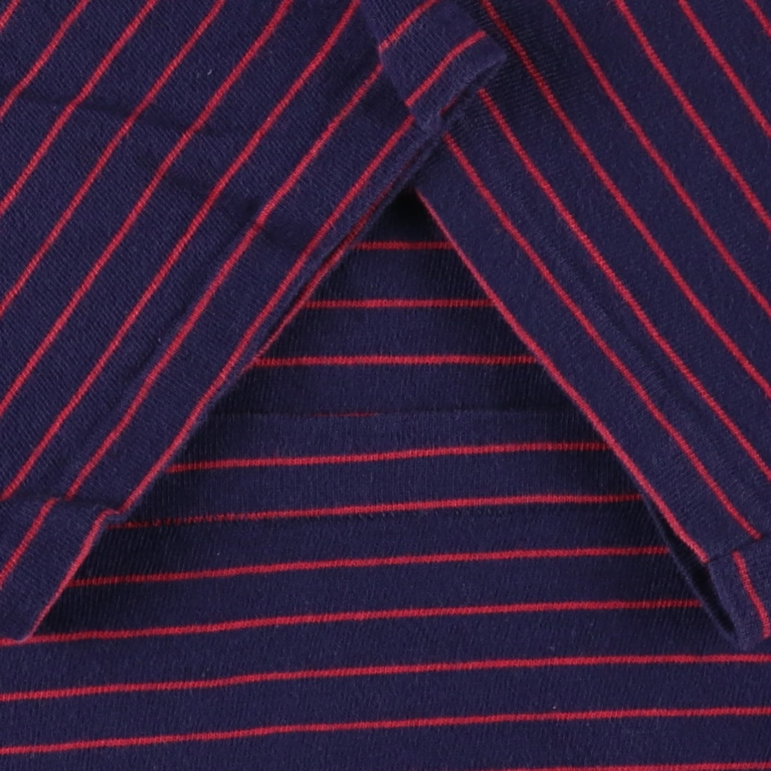 ~90'S Sedgewick Sportswear Mock Neck Striped T-Shirt, Made in USA, Women's Size L (Equivalent), Vintage cotton navy blue type Vintage Second Hand