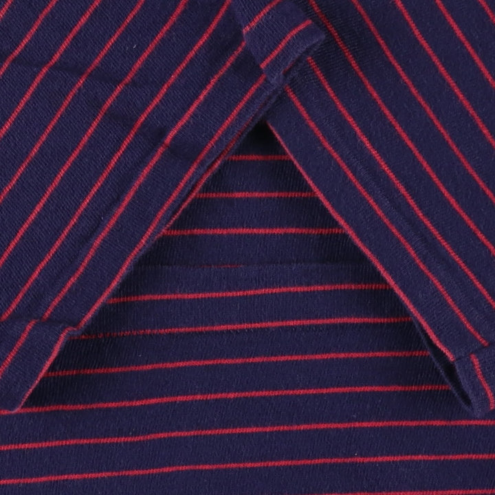 ~90'S Sedgewick Sportswear Mock Neck Striped T-Shirt, Made in USA, Women's Size L (Equivalent), Vintage cotton navy blue type Vintage Second Hand
