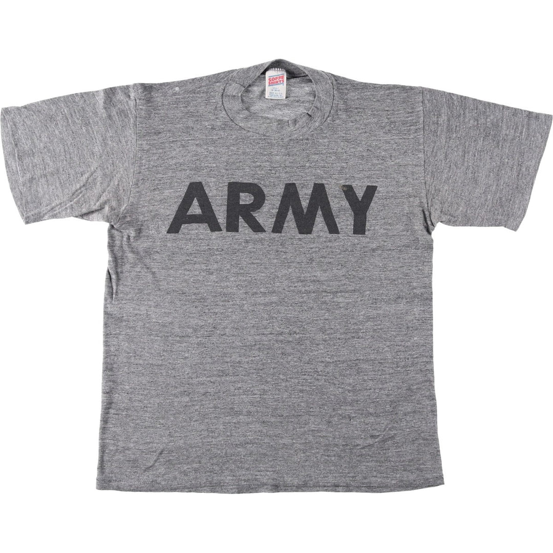 80s-90'S Sofie USARMY Military Print T-Shirt, Made in USA, Men's Size M (approx.), Vintage polyester gray type Vintage Second Hand