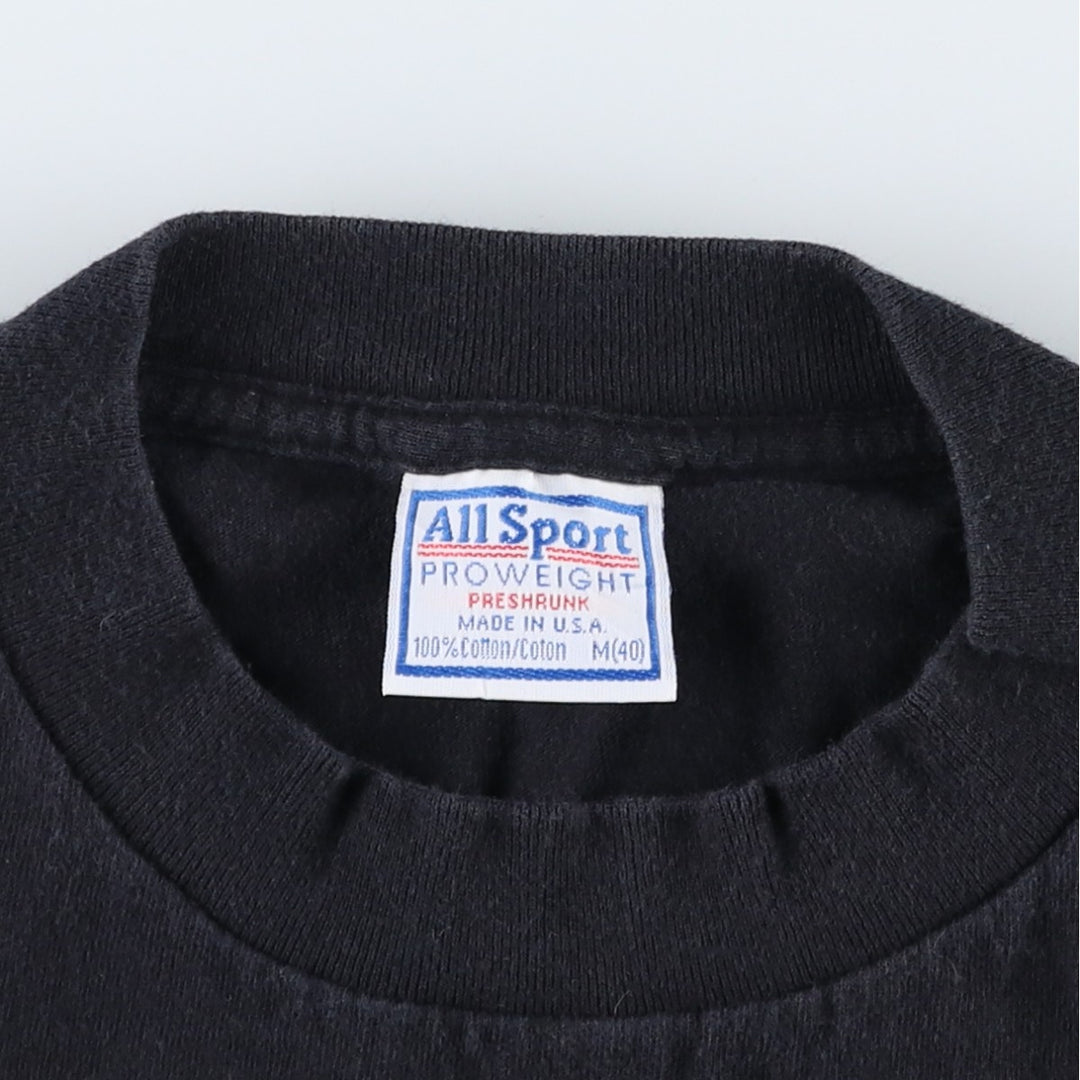 90'S All Sport Print T-Shirt, Made in USA, Men's Size M (Equivalent), Vintage cotton black type Vintage Second Hand