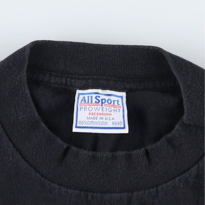 90'S All Sport Print T-Shirt, Made in USA, Men's Size M (Equivalent), Vintage cotton black type Vintage Second Hand
