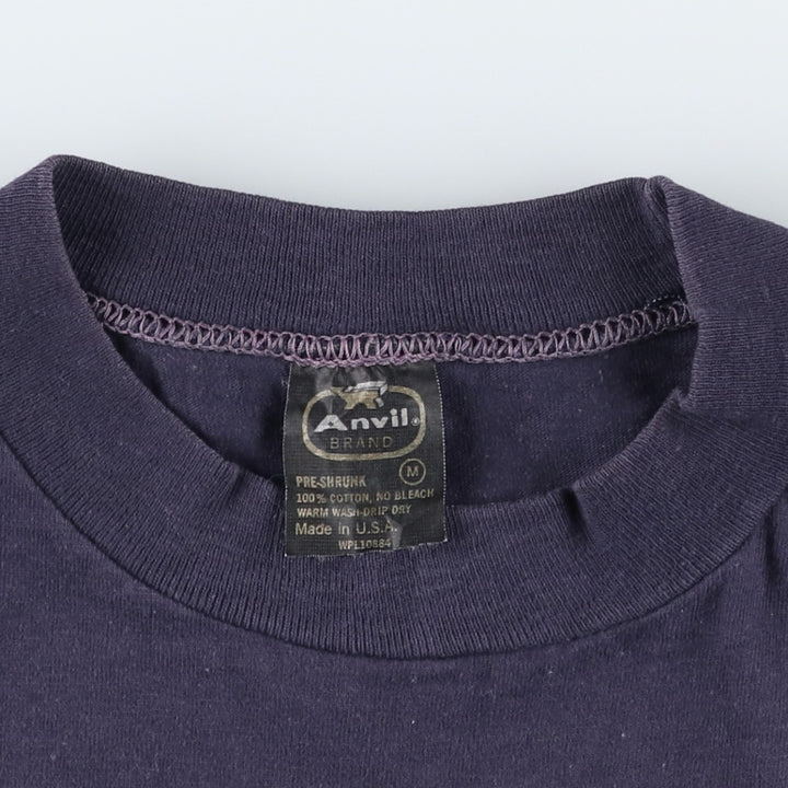 80'S Anvil Print T-Shirt, Made in USA, Women's Size M (Equivalent), Vintage cotton navy blue type Vintage Second Hand
