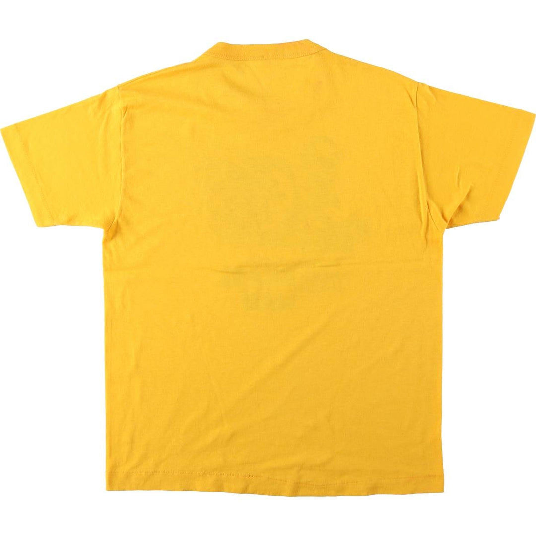 80'S printed T-shirt, women's size M equivalent, vintage. unclear yellow type Vintage Second Hand