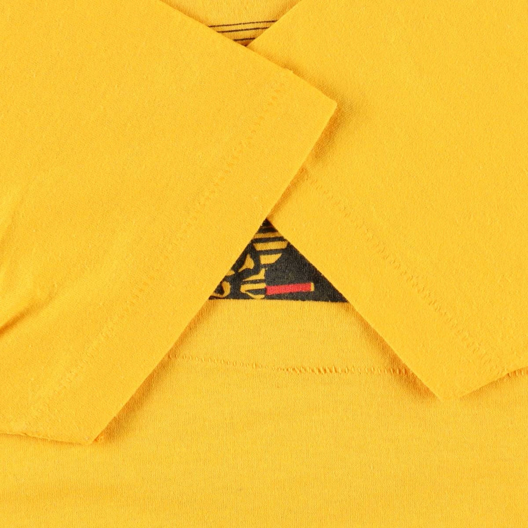 80'S printed T-shirt, women's size M equivalent, vintage. unclear yellow type Vintage Second Hand
