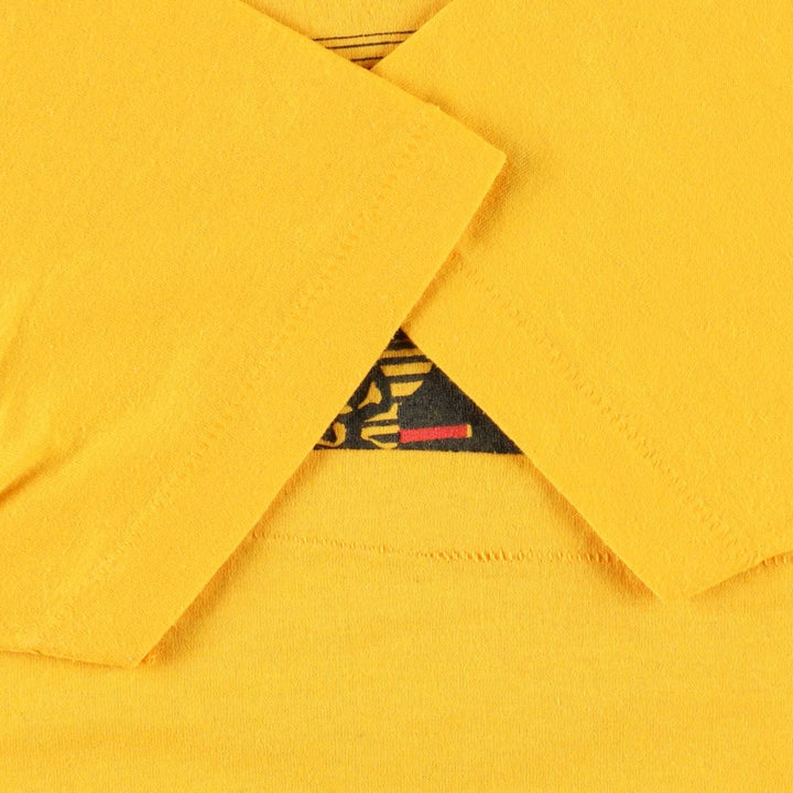 80'S printed T-shirt, women's size M equivalent, vintage. unclear yellow type Vintage Second Hand