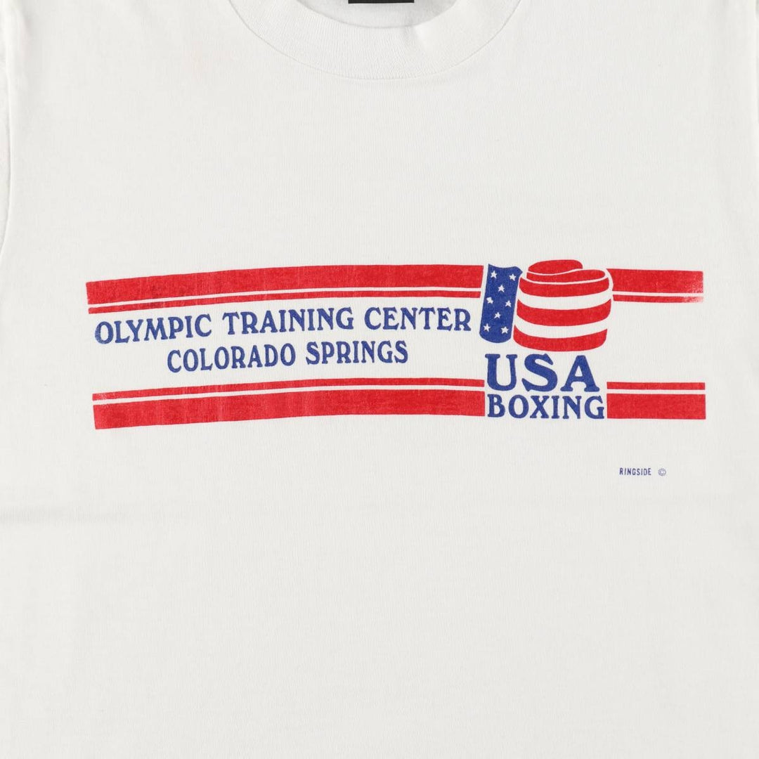 90'S Screen Stars American Boxing Federation Stars and Stripes Print T-Shirt, Made in USA, Women's Size M (approx.), Vintage cotton white type Vintage Second Hand