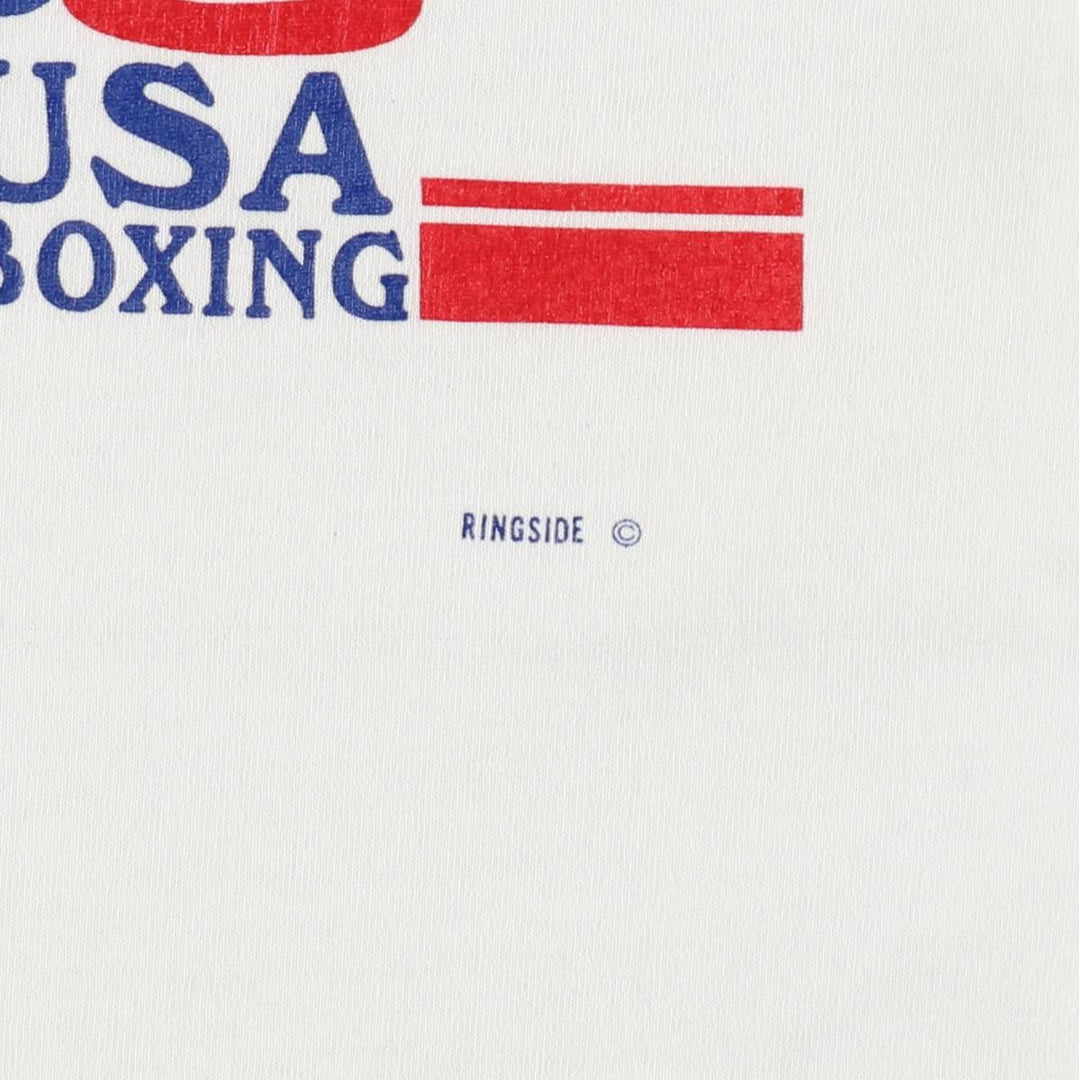 90'S Screen Stars American Boxing Federation Stars and Stripes Print T-Shirt, Made in USA, Women's Size M (approx.), Vintage cotton white type Vintage Second Hand