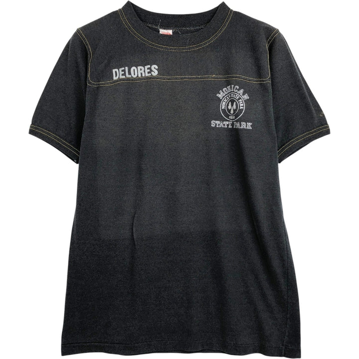 80'S H.WOLF & SONS Print T-Shirt, Made in USA, Women's Size M (Equivalent), Vintage cotton gray type Vintage Second Hand