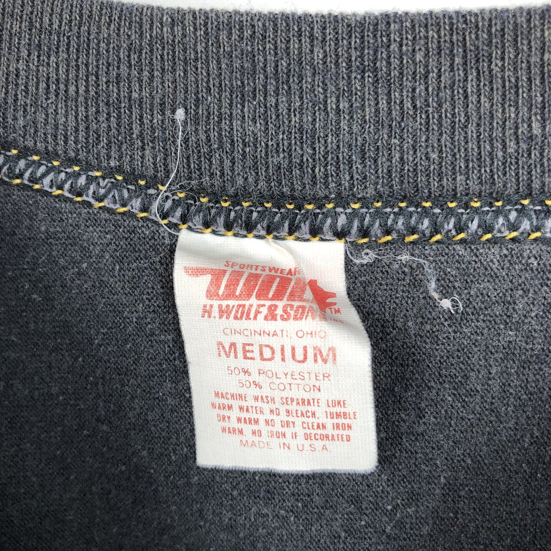 80'S H.WOLF & SONS Print T-Shirt, Made in USA, Women's Size M (Equivalent), Vintage cotton gray type Vintage Second Hand