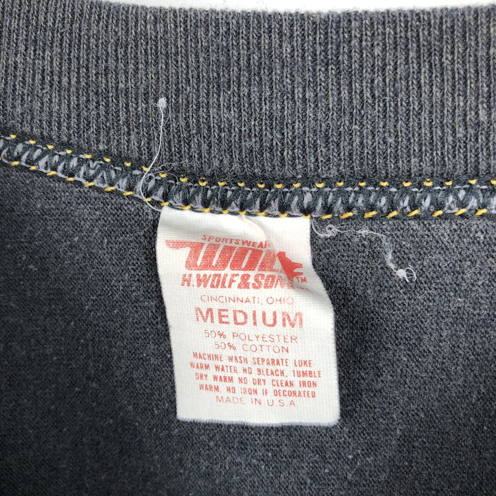 80'S H.WOLF & SONS Print T-Shirt, Made in USA, Women's Size M (Equivalent), Vintage cotton gray type Vintage Second Hand