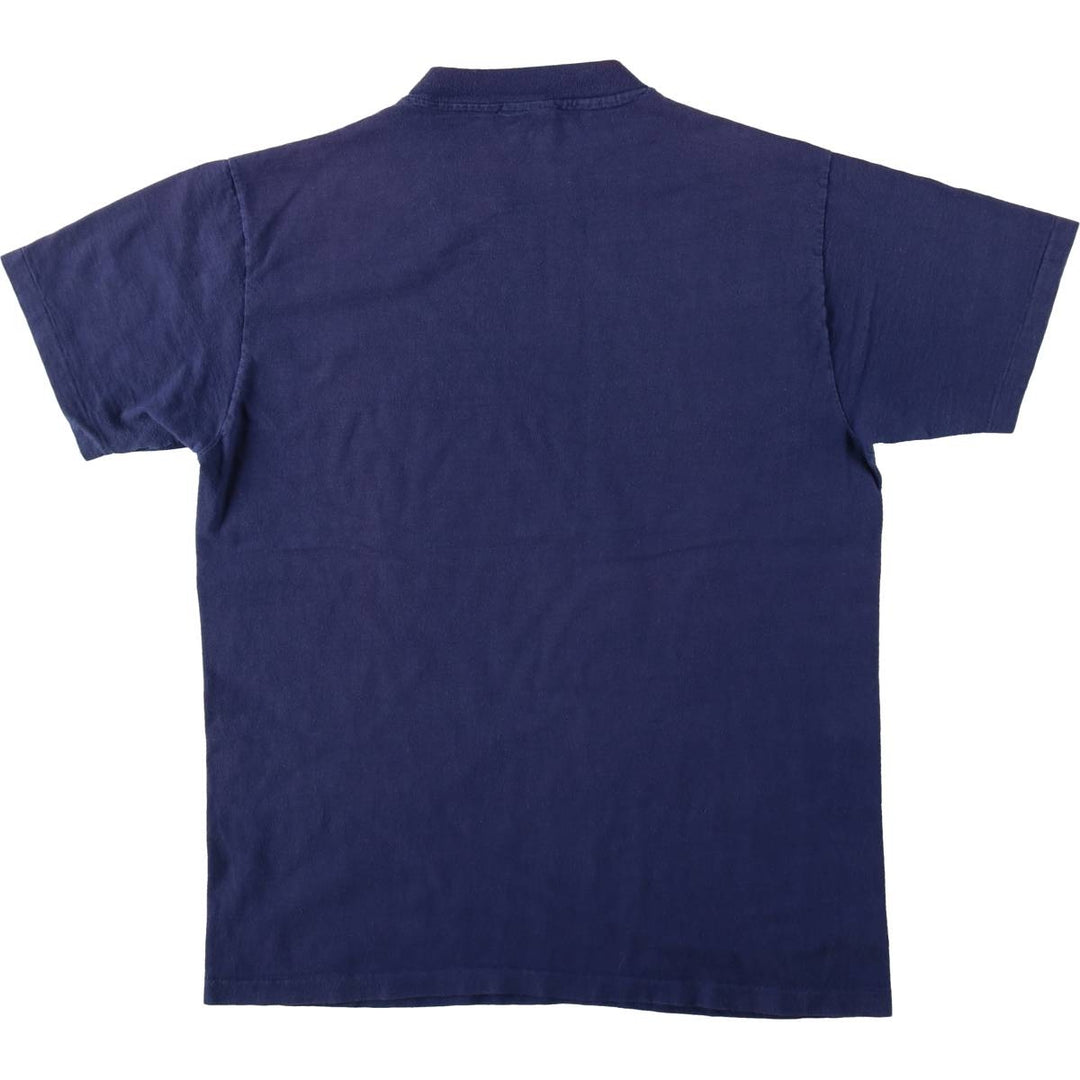 80'S Hanes Orange Tag Printed T-Shirt, Made in USA, Men's Size L (Equivalent), Vintage cotton navy blue type Vintage Second Hand