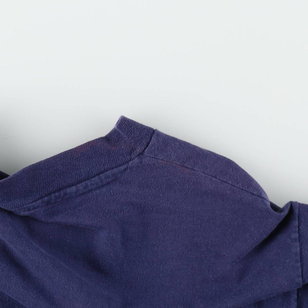 80'S Hanes Orange Tag Printed T-Shirt, Made in USA, Men's Size L (Equivalent), Vintage cotton navy blue type Vintage Second Hand