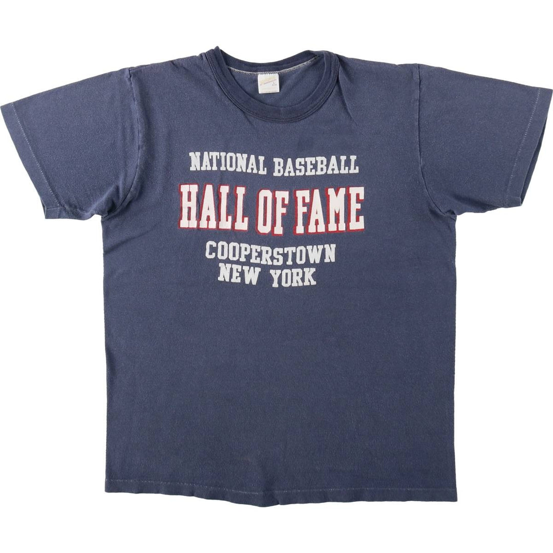 80'S sportswear American Baseball Hall of Fame printed T-shirt, men's size L equivalent, vintage. cotton navy blue type Vintage Second Hand