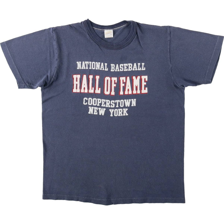 80'S sportswear American Baseball Hall of Fame printed T-shirt, men's size L equivalent, vintage. cotton navy blue type Vintage Second Hand