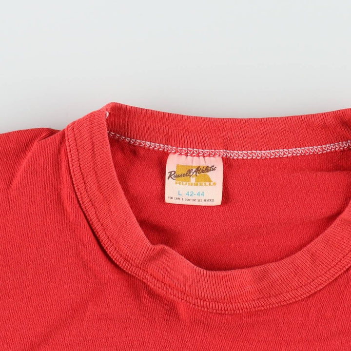 80'S Russell Lifeguard Print T-Shirt, Made in USA, Men's Size L (Equivalent), Vintage cotton red type Vintage Second Hand
