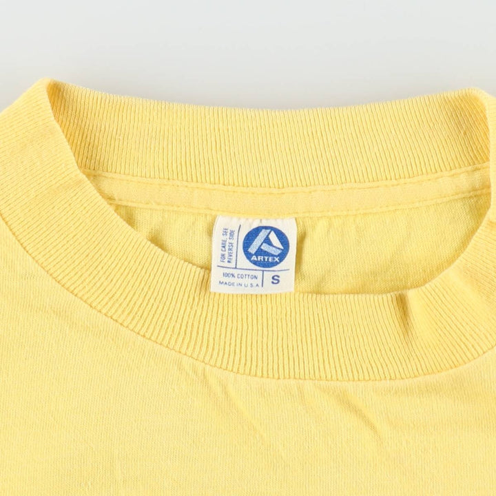 80'S Artex Milton Chemnitz Print T-Shirt, Made in USA, Women's Size S (Equivalent), Vintage cotton lemon yellow Vintage Second Hand