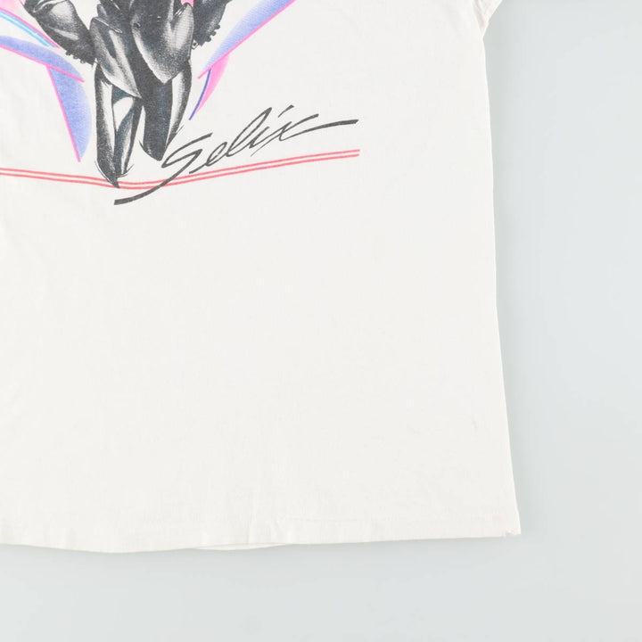 Vintage 80'S Hanes BEEFY-T Blue Tag Printed T-Shirt Made in USA Men's Size L cotton white type Vintage Second Hand