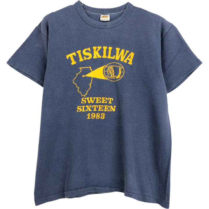 ~80'S Russell College T-shirt, Men's Size M (approx.), Vintage cotton navy blue type Vintage Second Hand