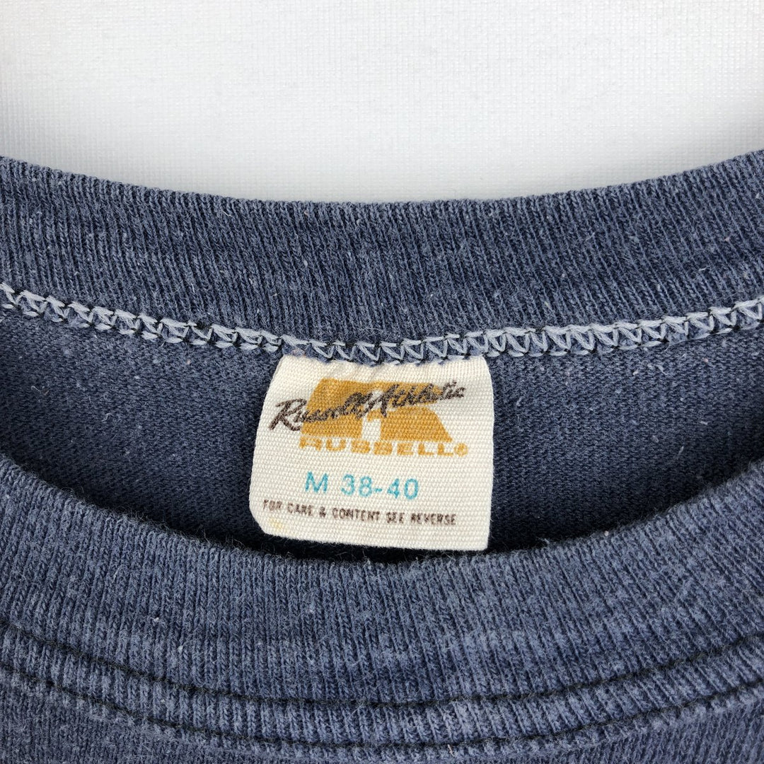 ~80'S Russell College T-shirt, Men's Size M (approx.), Vintage cotton navy blue type Vintage Second Hand