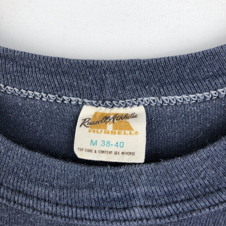 ~80'S Russell College T-shirt, Men's Size M (approx.), Vintage cotton navy blue type Vintage Second Hand