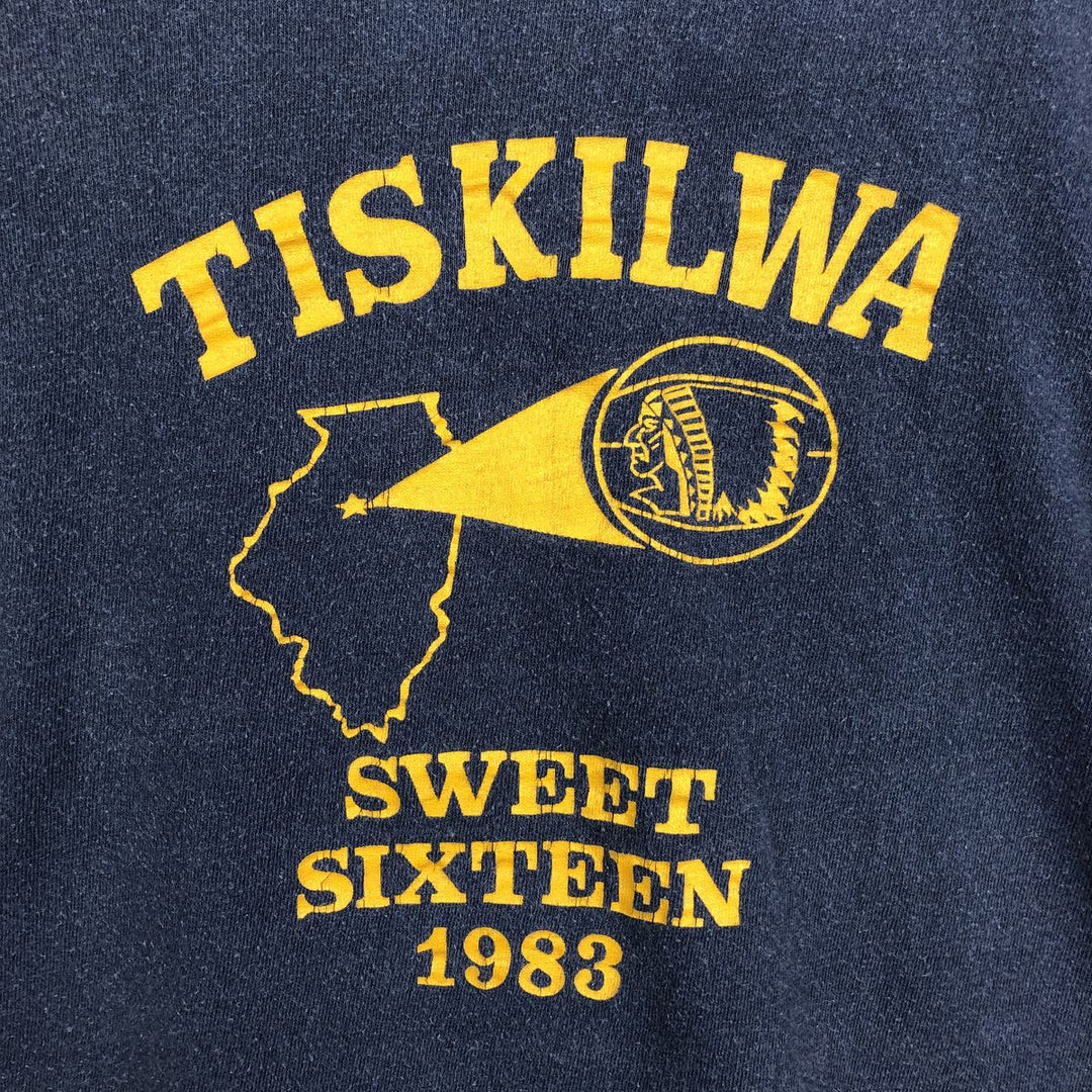 ~80'S Russell College T-shirt, Men's Size M (approx.), Vintage cotton navy blue type Vintage Second Hand