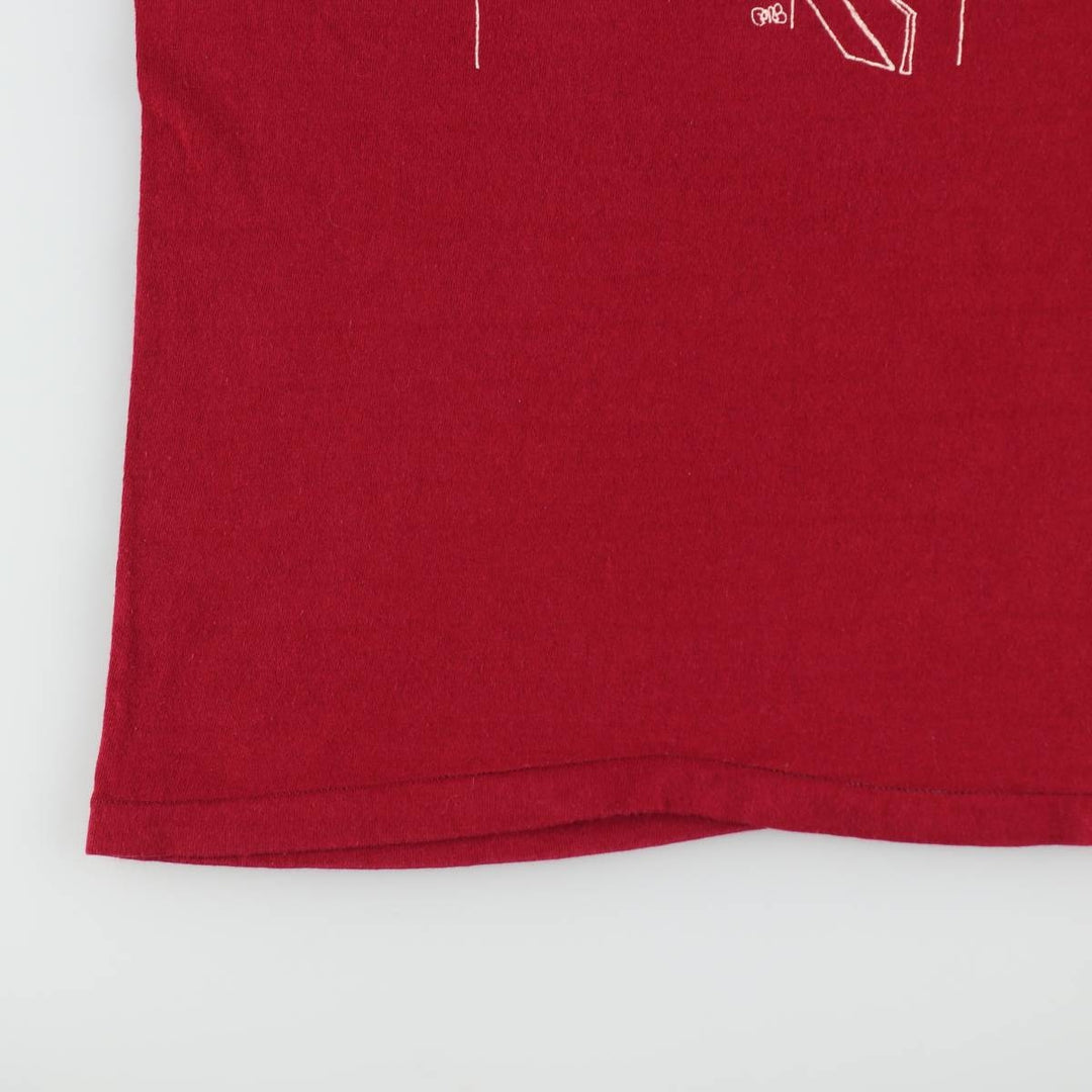 70'S Russell Print T-Shirt, Made in USA, Men's Size M (Equivalent), Vintage cotton wine-red Vintage Second Hand