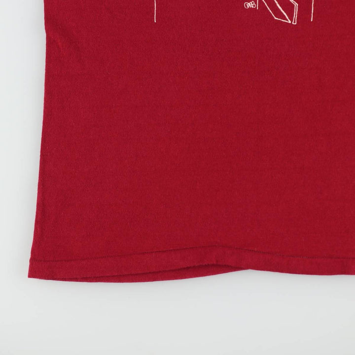 70'S Russell Print T-Shirt, Made in USA, Men's Size M (Equivalent), Vintage cotton wine-red Vintage Second Hand