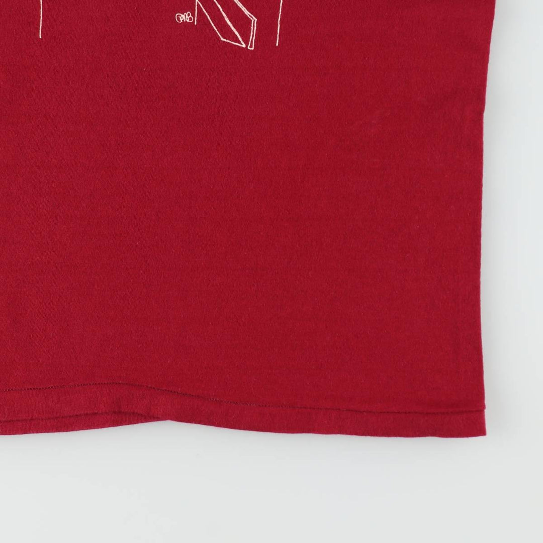 70'S Russell Print T-Shirt, Made in USA, Men's Size M (Equivalent), Vintage cotton wine-red Vintage Second Hand