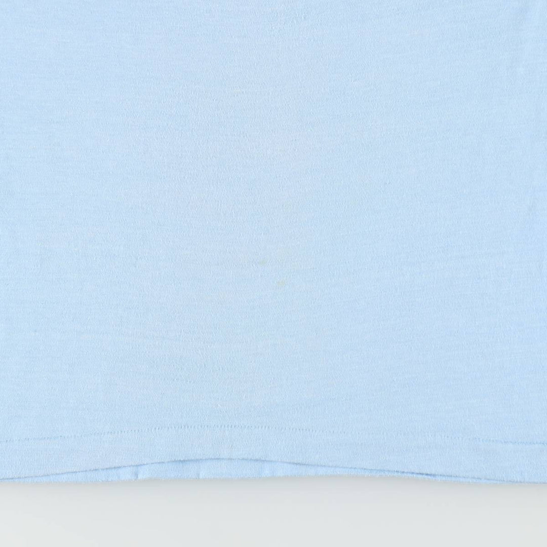 70'S Champion Bar Tag Print T-Shirt, Made in USA, Women's Size L (Equivalent), Vintage polyester Blue type light blue Vintage Second Hand