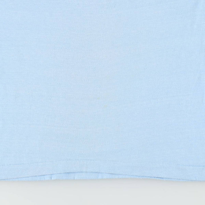 70'S Champion Bar Tag Print T-Shirt, Made in USA, Women's Size L (Equivalent), Vintage polyester Blue type light blue Vintage Second Hand