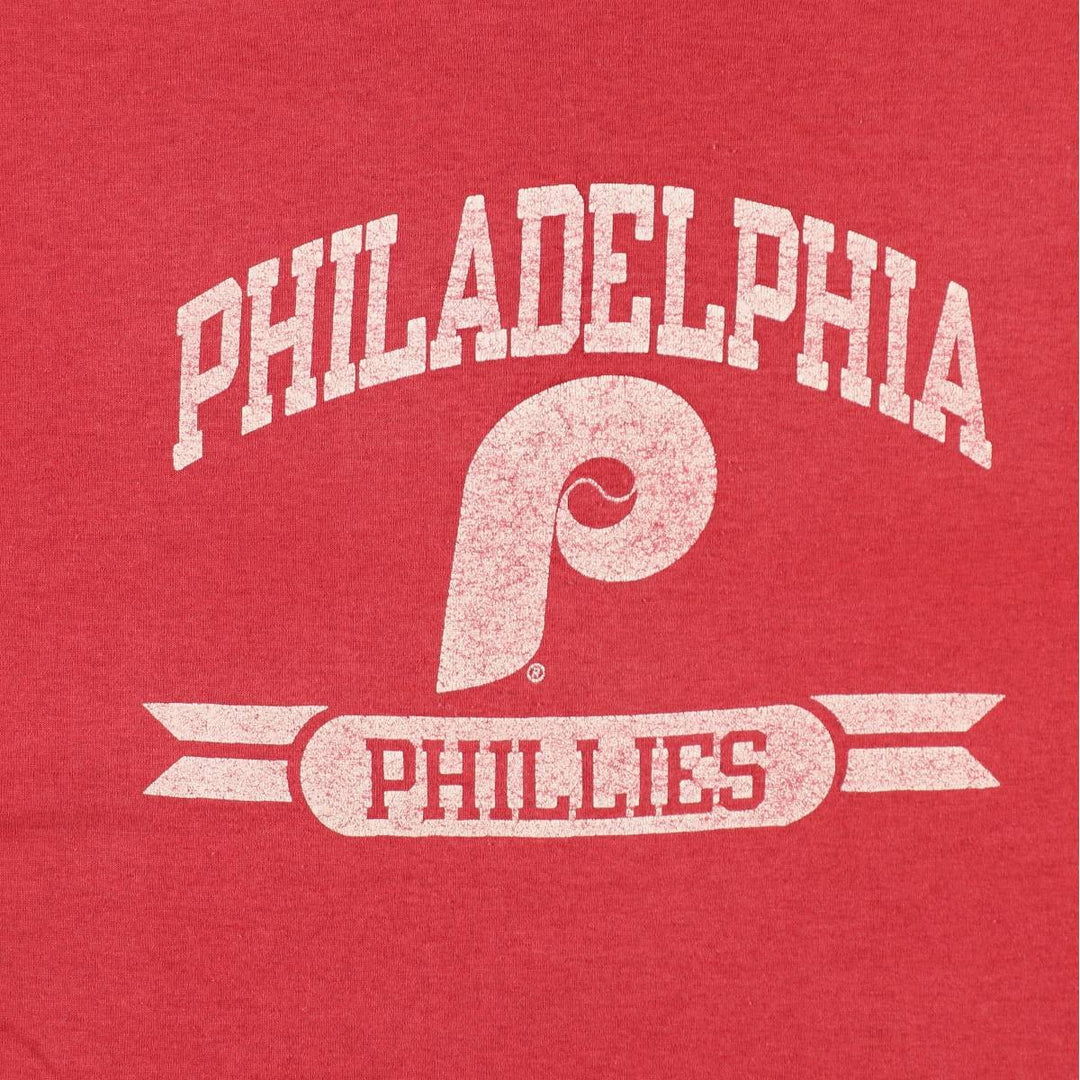 80'S Champion Tricot Tag Philadelphia Phillies Sports Print T-Shirt, Women's Size L (approx.), Vintage polyester red type Vintage Second Hand
