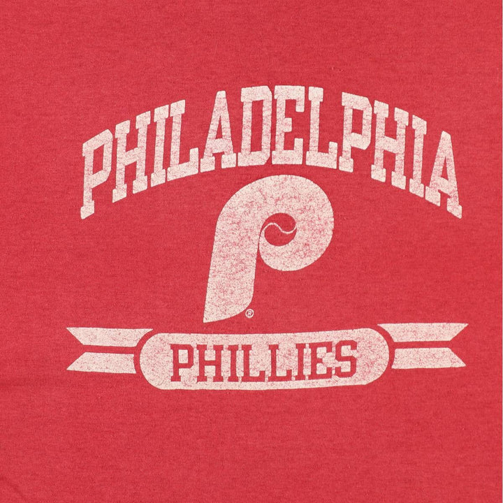 80'S Champion Tricot Tag Philadelphia Phillies Sports Print T-Shirt, Women's Size L (approx.), Vintage polyester red type Vintage Second Hand