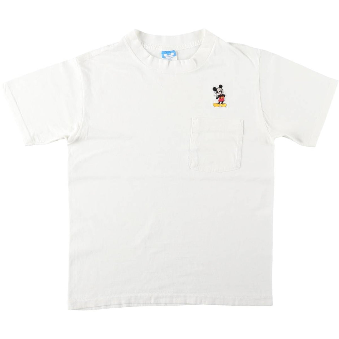 1980'S Disney Mickey Mouse character embroidered T-shirt, Made in USA, Women's size M equivalent, Vintage cotton white type Vintage Second Hand