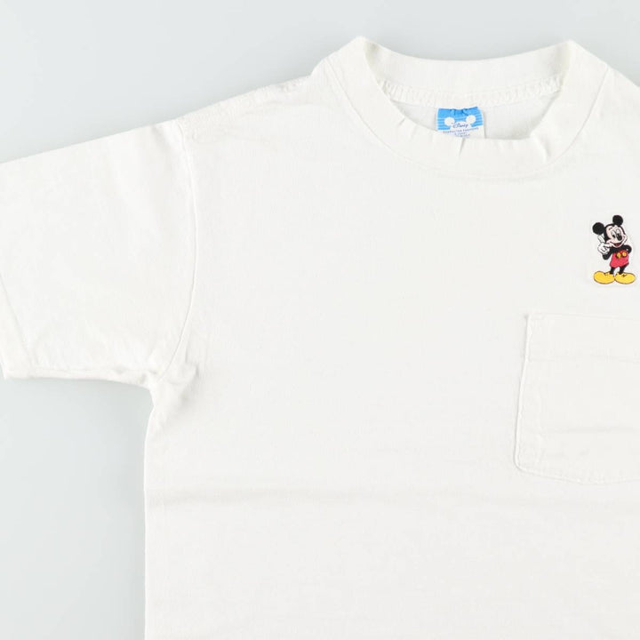 1980'S Disney Mickey Mouse character embroidered T-shirt, Made in USA, Women's size M equivalent, Vintage cotton white type Vintage Second Hand