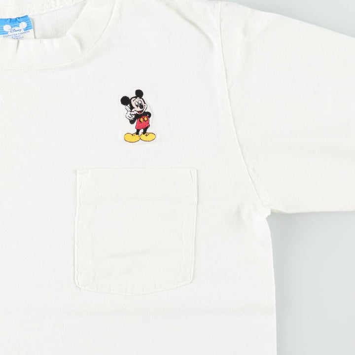 1980'S Disney Mickey Mouse character embroidered T-shirt, Made in USA, Women's size M equivalent, Vintage cotton white type Vintage Second Hand
