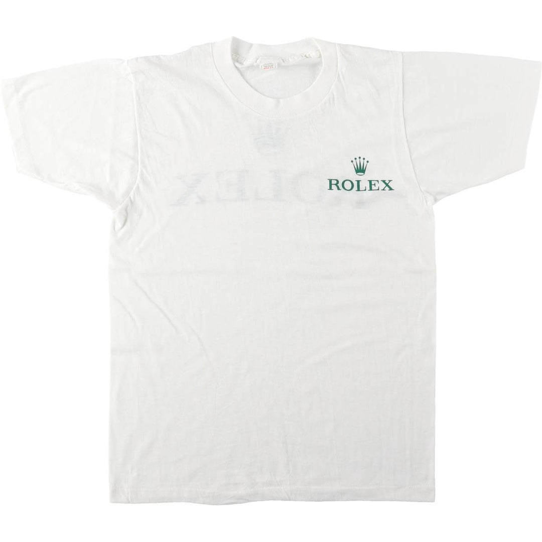 ~90'S ROLEX advertising T-shirt, Made in USA, Men's size M, Vintage polyester white type Vintage Second Hand
