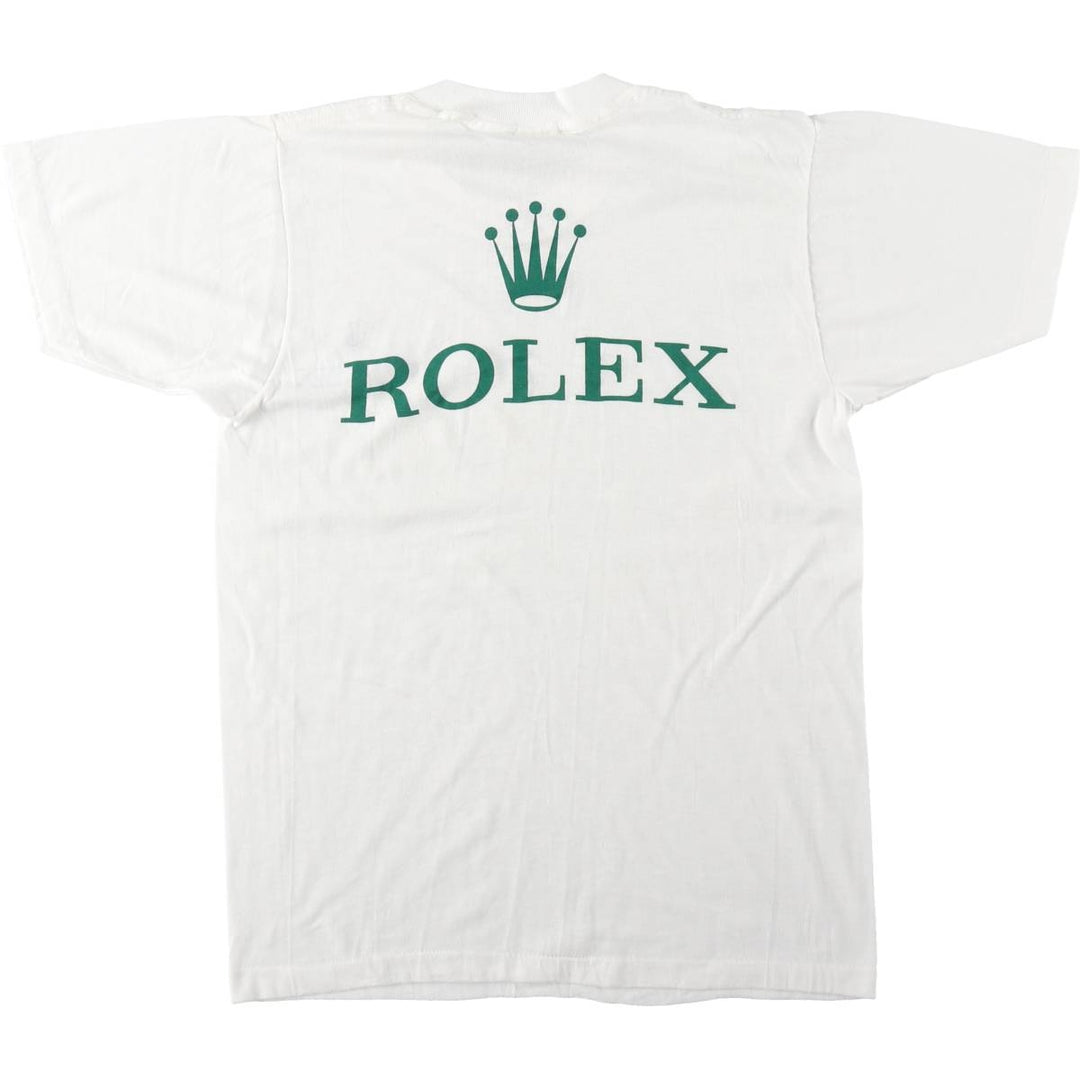 ~90'S ROLEX advertising T-shirt, Made in USA, Men's size M, Vintage polyester white type Vintage Second Hand