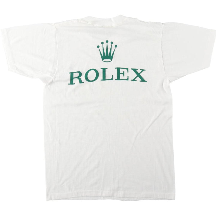 ~90'S ROLEX advertising T-shirt, Made in USA, Men's size M, Vintage polyester white type Vintage Second Hand