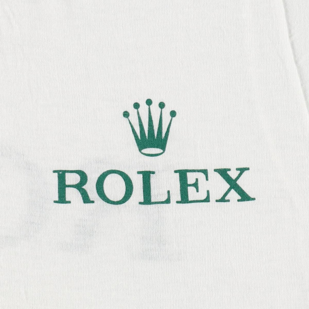 ~90'S ROLEX advertising T-shirt, Made in USA, Men's size M, Vintage polyester white type Vintage Second Hand