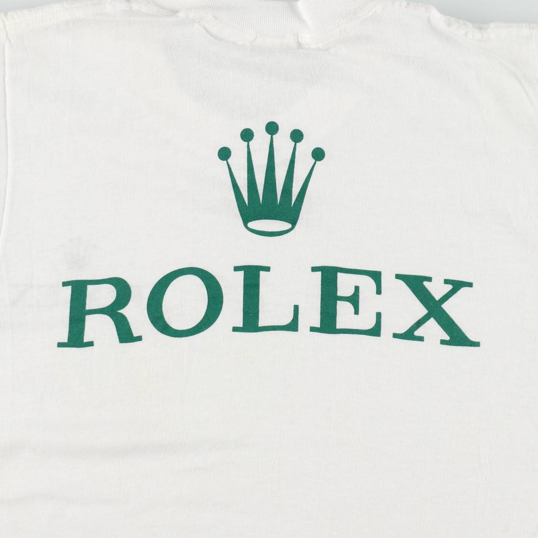 ~90'S ROLEX advertising T-shirt, Made in USA, Men's size M, Vintage polyester white type Vintage Second Hand