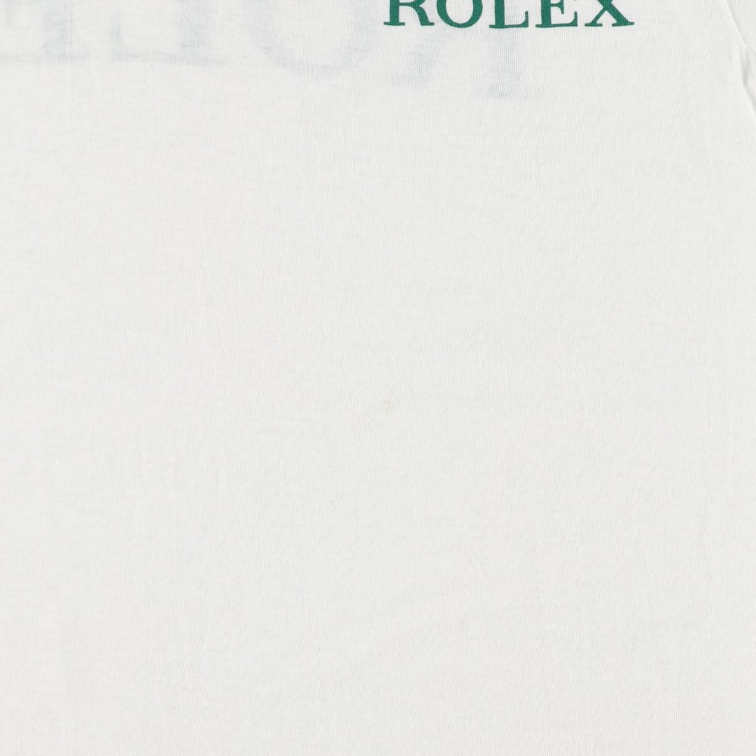 ~90'S ROLEX advertising T-shirt, Made in USA, Men's size M, Vintage polyester white type Vintage Second Hand