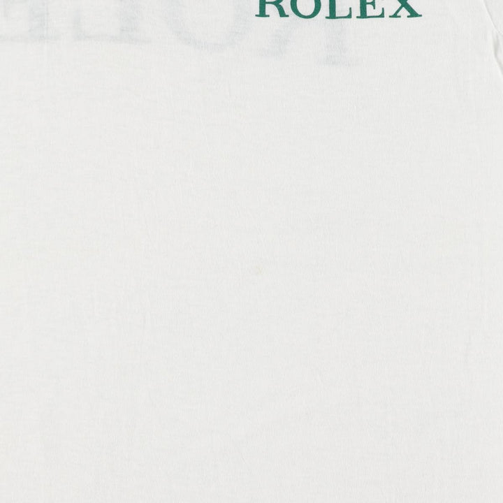 ~90'S ROLEX advertising T-shirt, Made in USA, Men's size M, Vintage polyester white type Vintage Second Hand