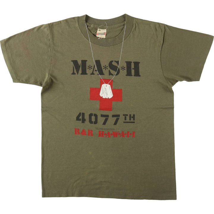 80'S Screen Stars Mash Movie T-Shirt, Made in USA, Women's Size M (approx.), Vintage cotton Khaki type Vintage Second Hand