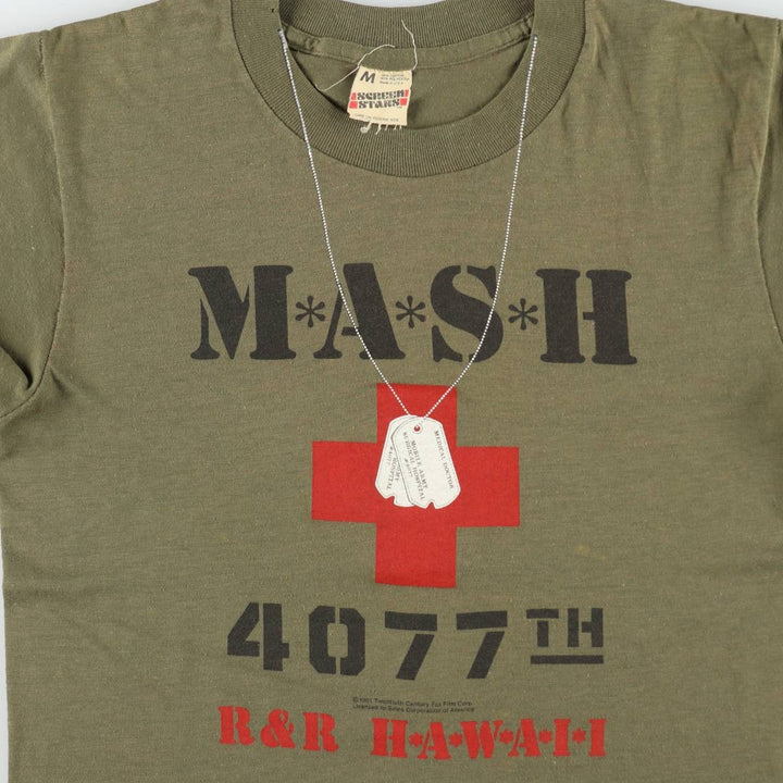80'S Screen Stars Mash Movie T-Shirt, Made in USA, Women's Size M (approx.), Vintage cotton Khaki type Vintage Second Hand