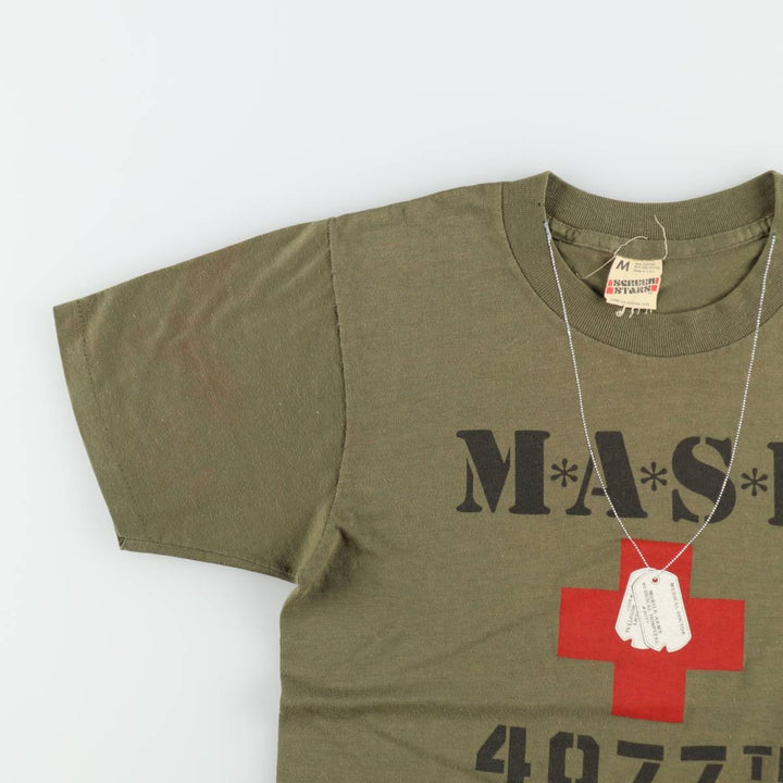 80'S Screen Stars Mash Movie T-Shirt, Made in USA, Women's Size M (approx.), Vintage cotton Khaki type Vintage Second Hand
